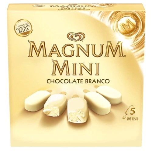 Sorvete Chocolate Branco Magnum Mini Caixa 215g 5 Unidades