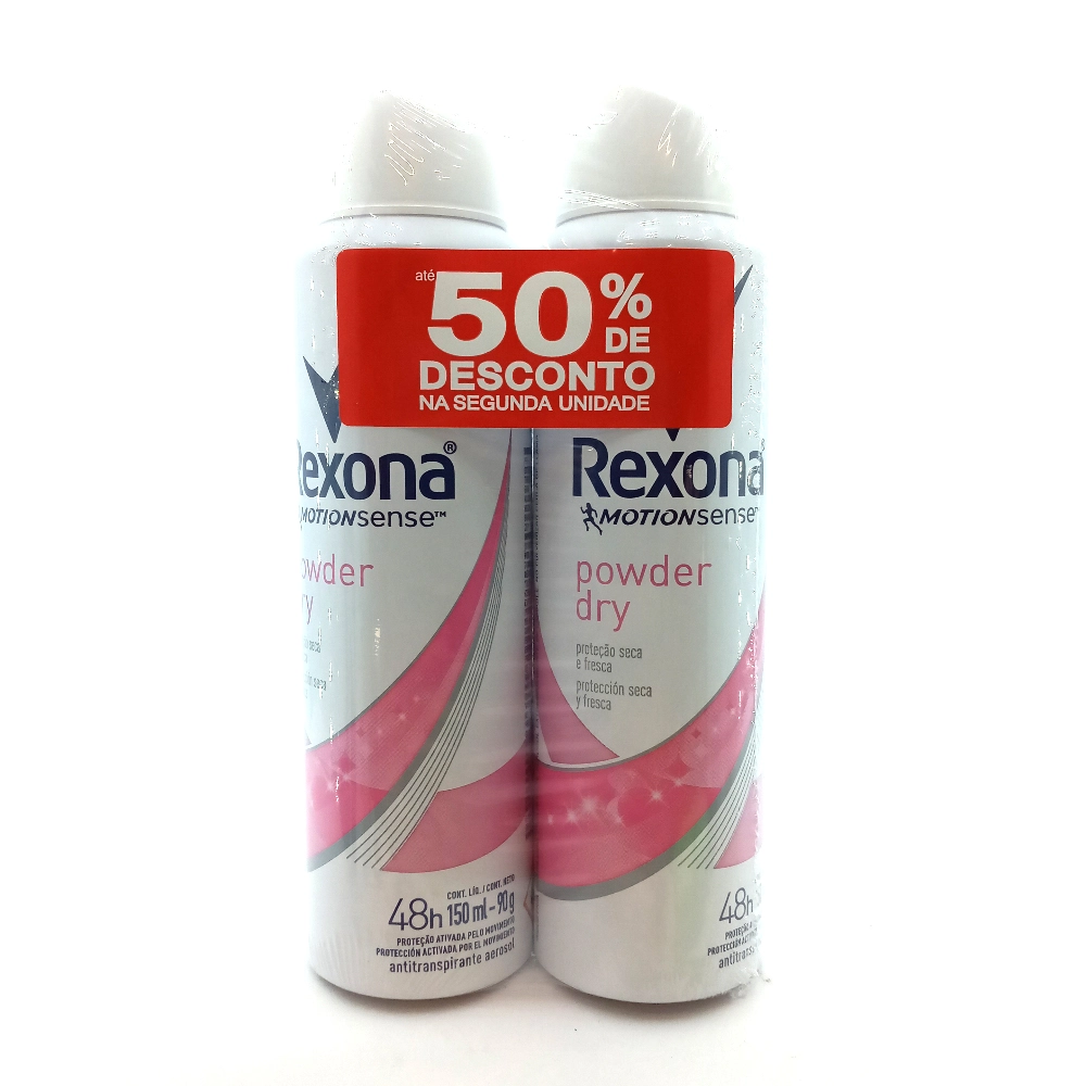 Pack Antitranspirante Aerossol Powder Dry Rexona 2 Unidades 150ml Cada Leve Mais Pague Menos
