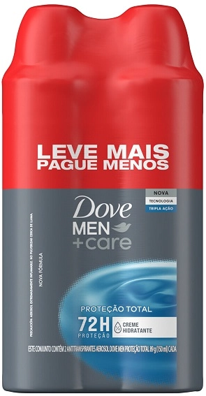 Pack Antitranspirante Aerossol Proteção Total Dove Men Care 2 Unidades 150ml Cada Spray Leve Mais Pa