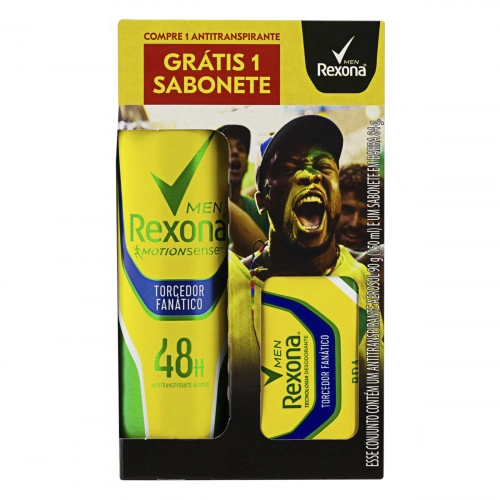 Kit Antitranspirante Aerossol Rexona Men Motionsense 150ml Edição Especial Torcedor Fanático Grátis