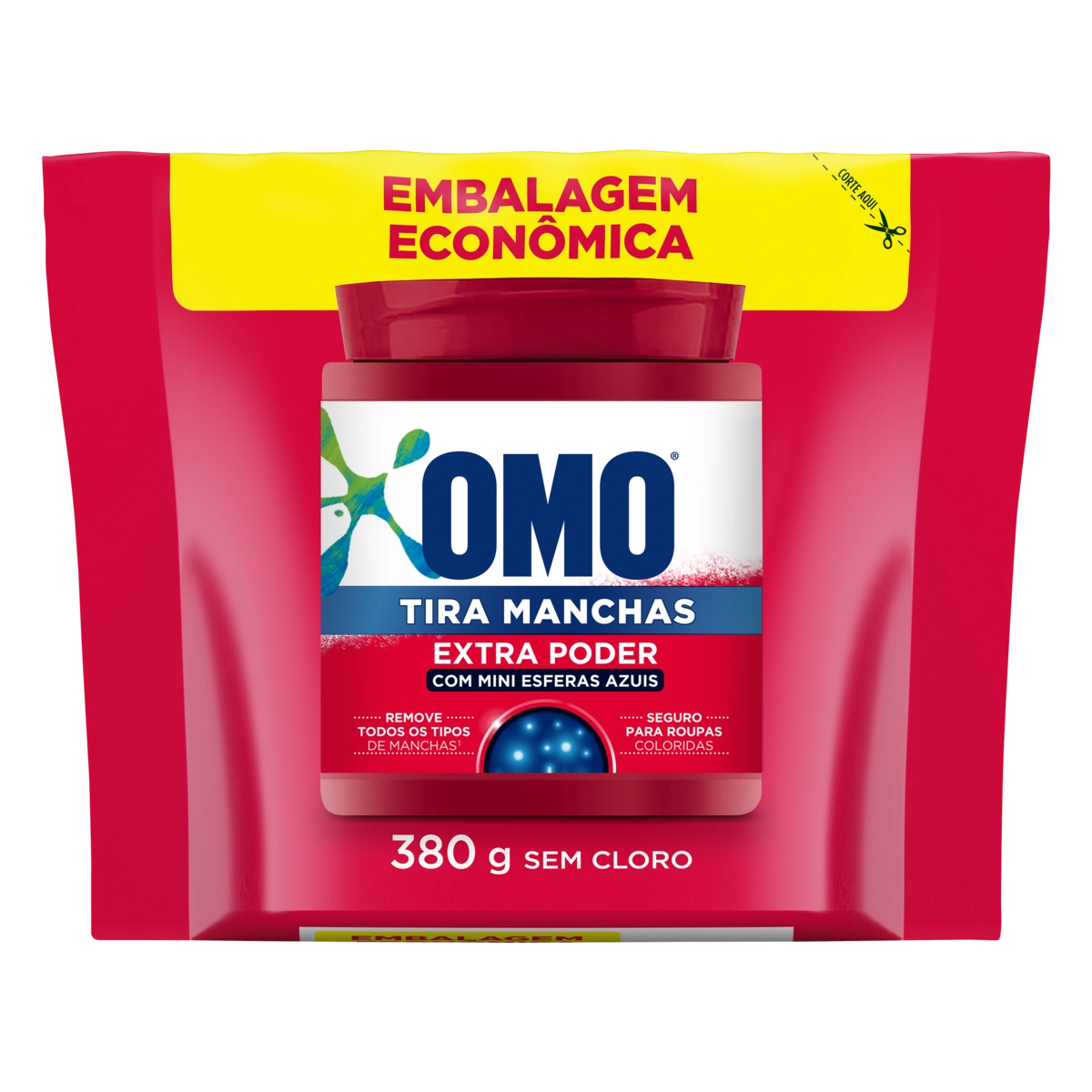 Tira Manchas Pó Omo Extra Poder Pacote 380g Refil Embalagem Econômica