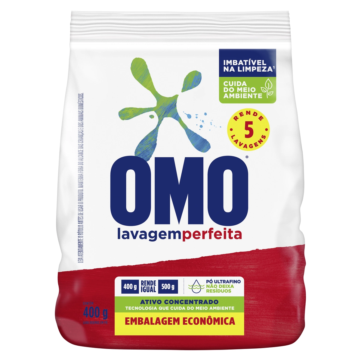 Lava Roupas Pó Omo Lavagem Perfeita Pacote 400g Embalagem Econômica