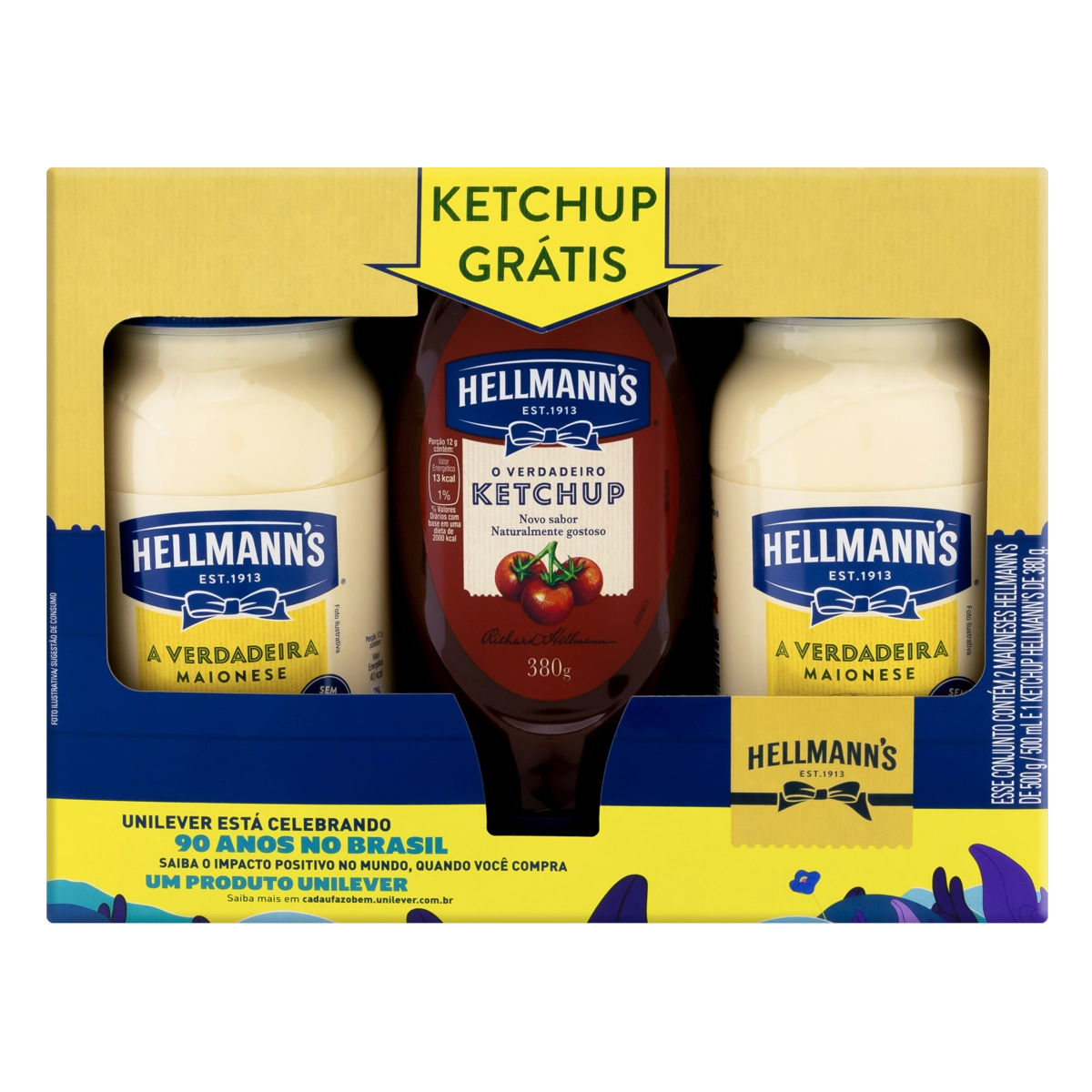 Kit 2 Maioneses Hellmanns 500g Cada Grátis Ketchup 380g