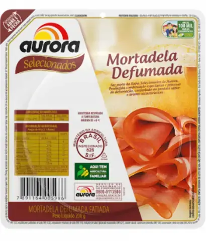 Mortadela Defumada Aurora 180g Fatiada