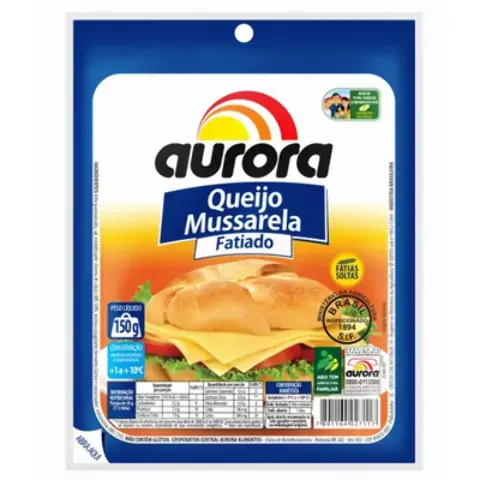 Queijo Mussarela Aurora Fatiado