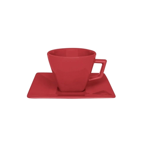 Xicara De Cafezinho 75ml Com Pires Red