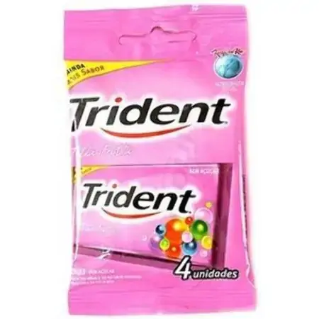 Pack Goma De Mascar Tutti Frutti Zero Açúcar Trident Pacote 32g 4 Unidades Leve Mais Pague Menos