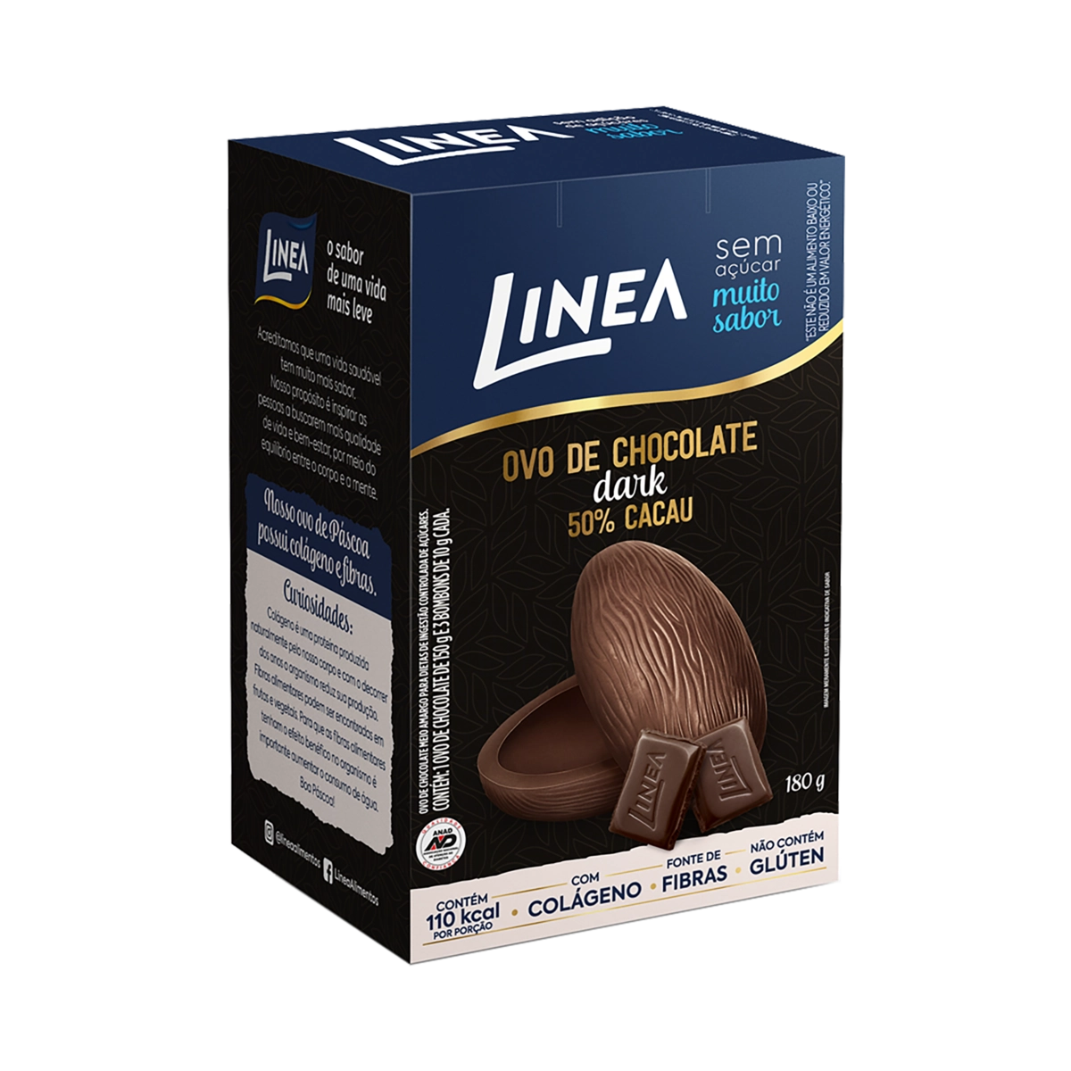 Ovo De Páscoa Dark 50 Cacau Zero Açúcar Linea Caixa 180g