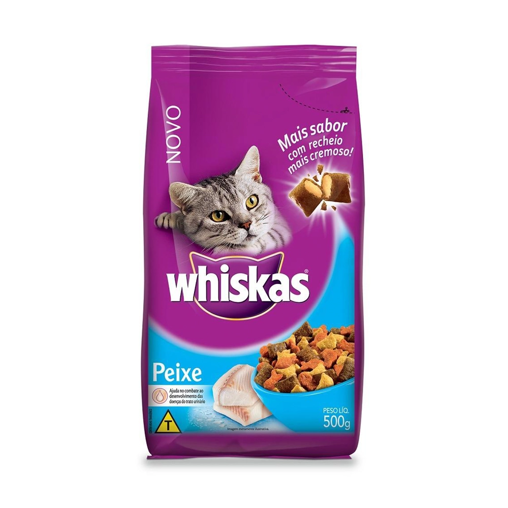 Alimento Para Gatos Adultos 1 Peixe Whiskas Pacote 500g