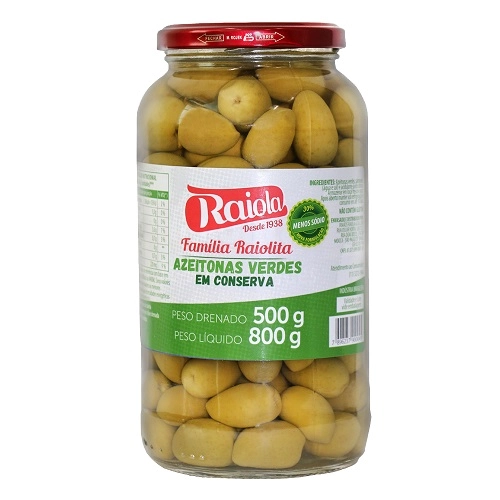 Azeitona Verde Em Conserva Raiola Família Raiolita Vidro 500g