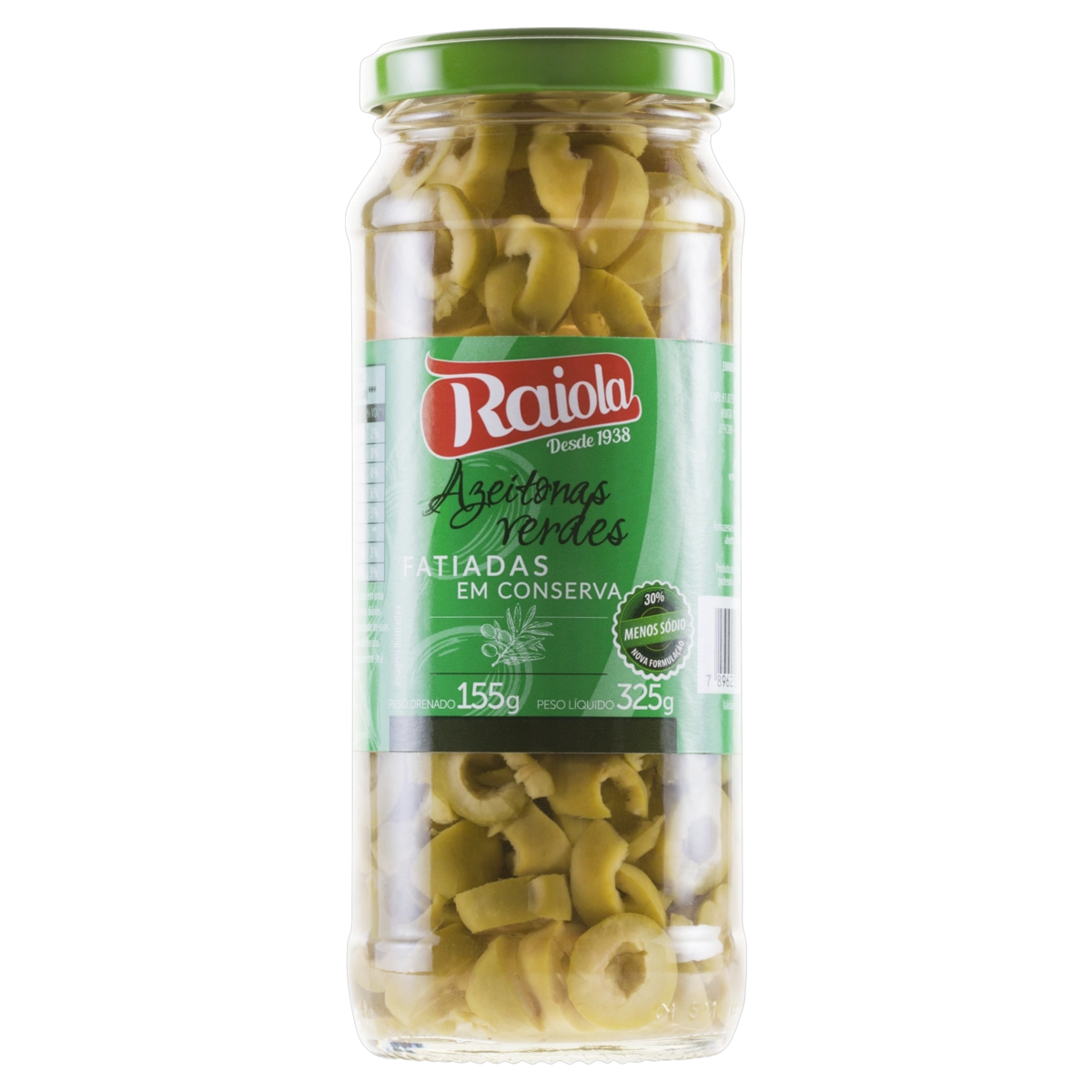 Azeitona Verde Em Conserva Fatiada Raiola Vidro 155g