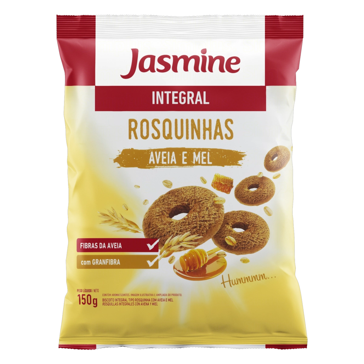 Biscoito Rosquinha Integral Aveia E Mel Zero Lactose Jasmine Pacote 120g
