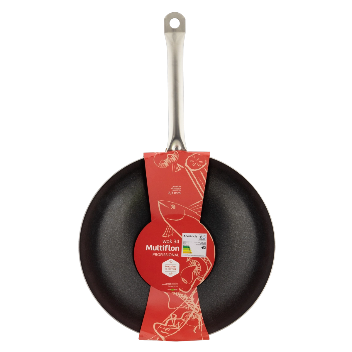 Frigideira Antiaderente Wok Quartz Multiflon Profissional