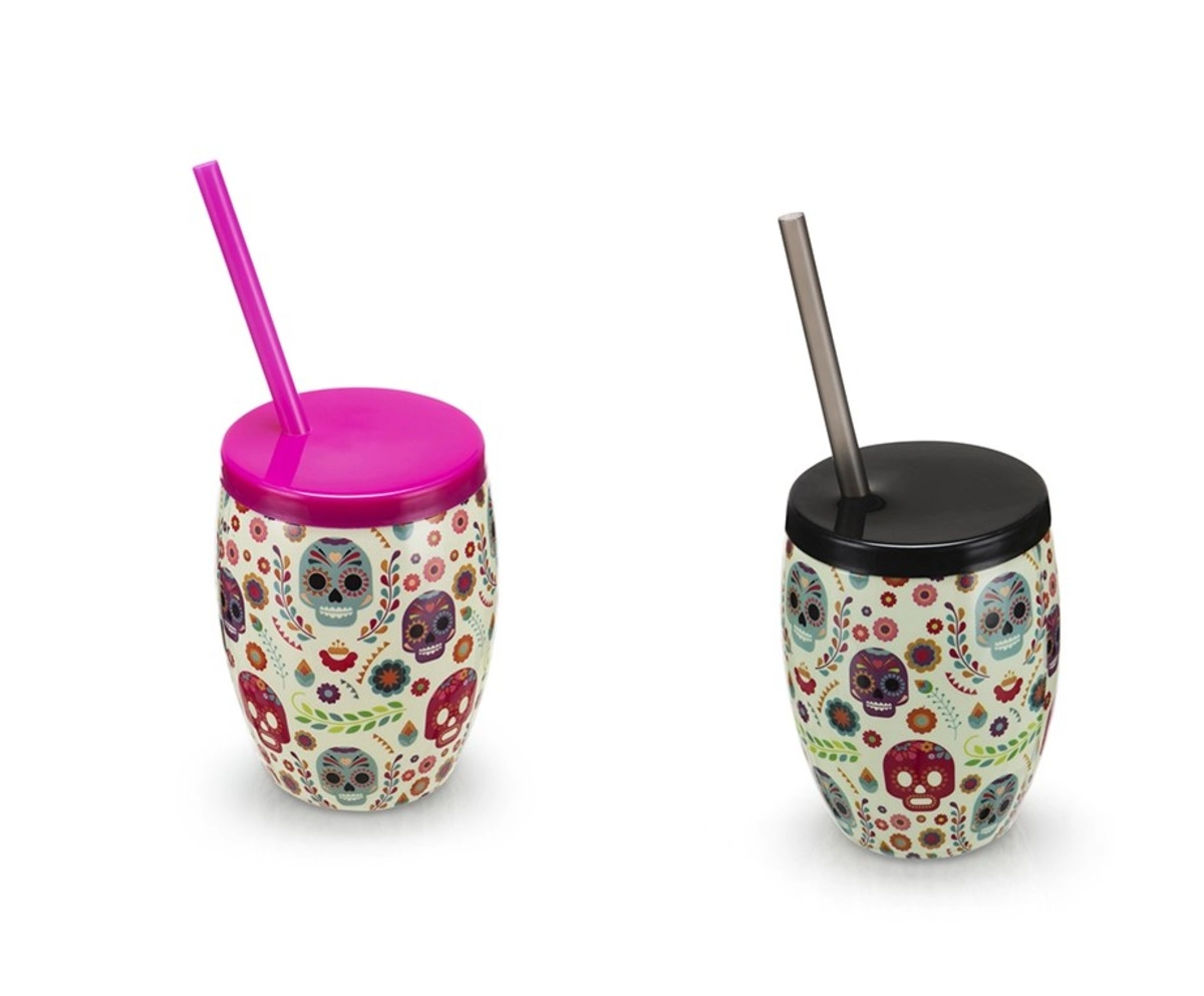 Copo Estampa Caveira/canudo 650ml