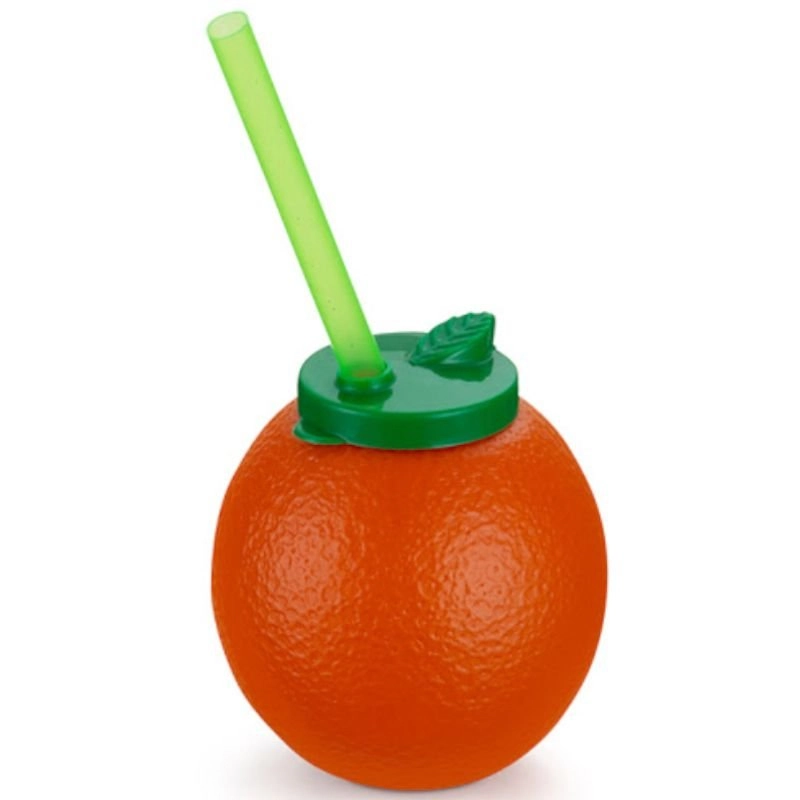 Copo Injetemp 300ml C Canudo Laranjita