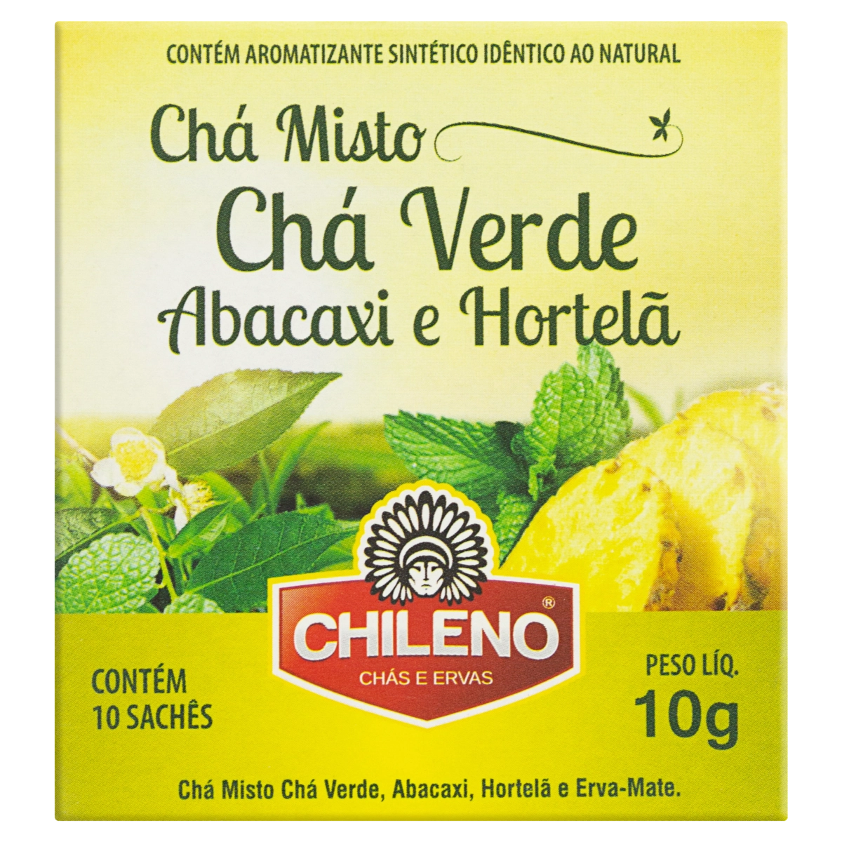 Chá Misto Verde, Abacaxi E Hortelã Chileno Caixa 10g 10 Unidades
