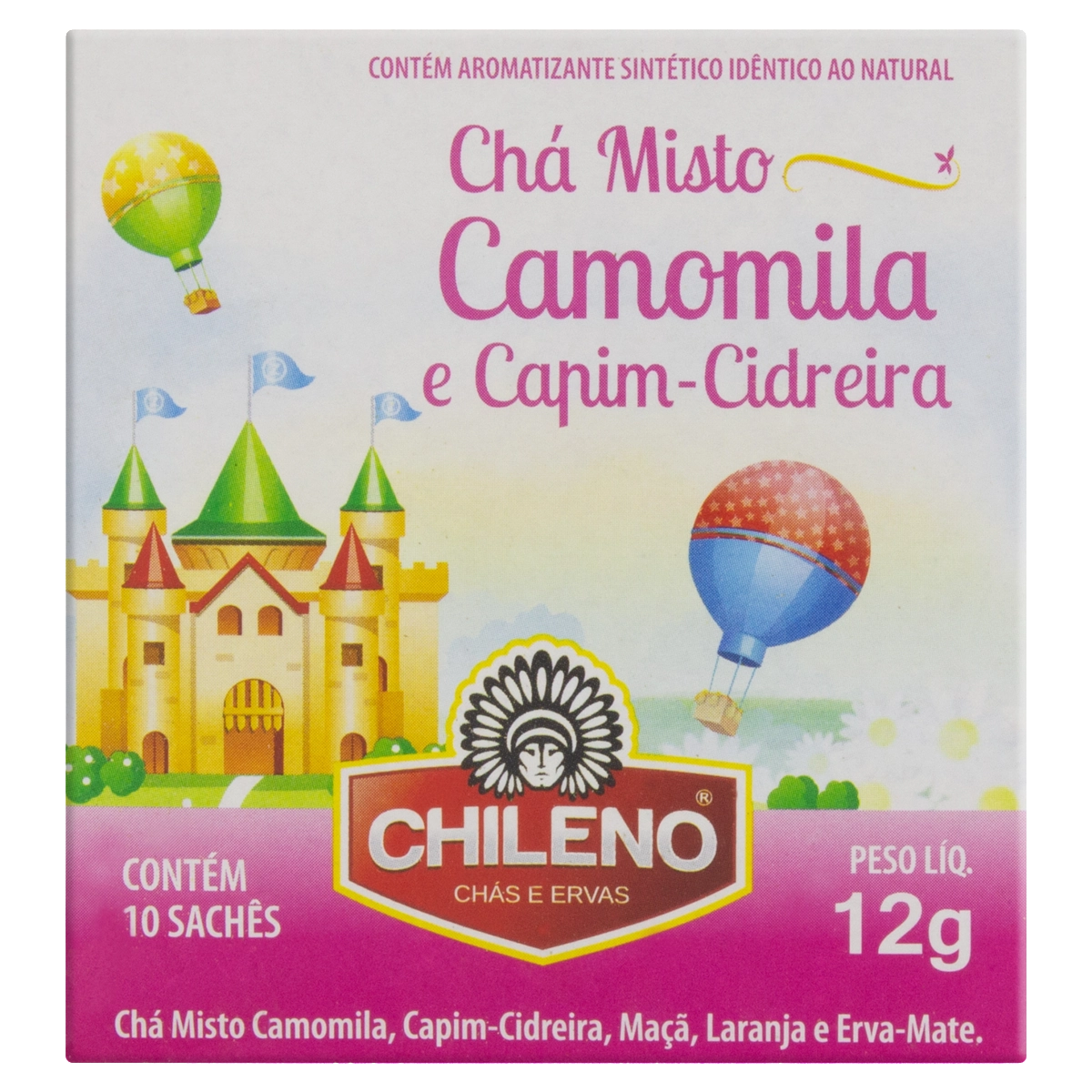 Chá Misto Camomila E Capim Cidreira Chileno Caixa 12g 10 Unidades