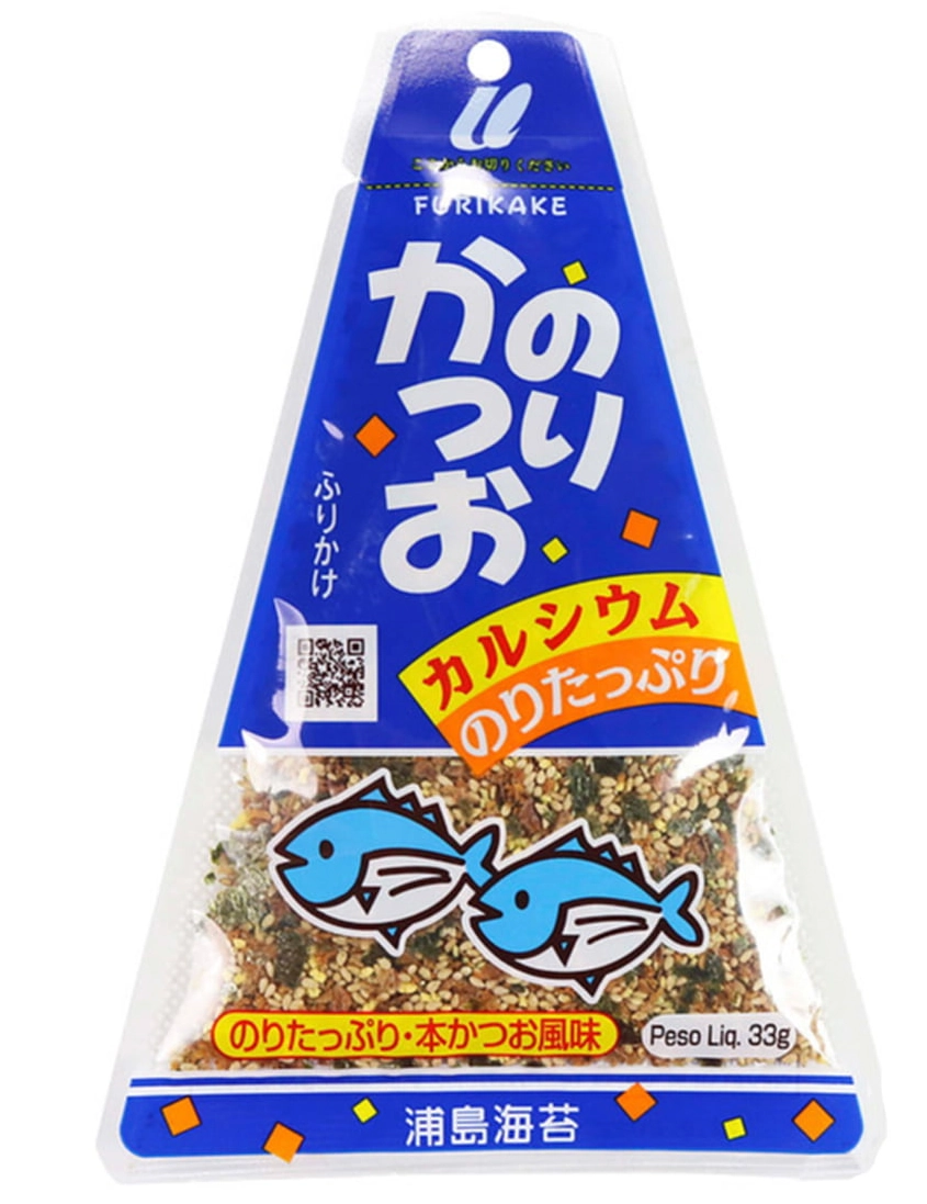 Tempero Para Arroz Furikake Triângulo Peixe Bonito Com Alga Urashima Pacote 33g