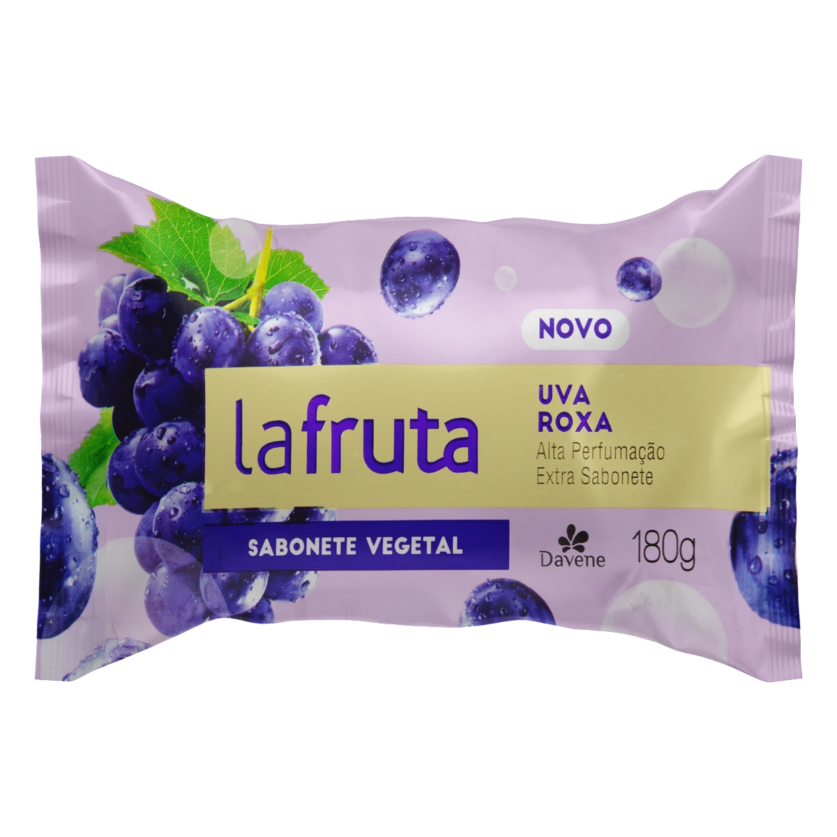 Sabonete Barra Vegetal Uva Roxa Davene La Fruta Flow Pack 180g