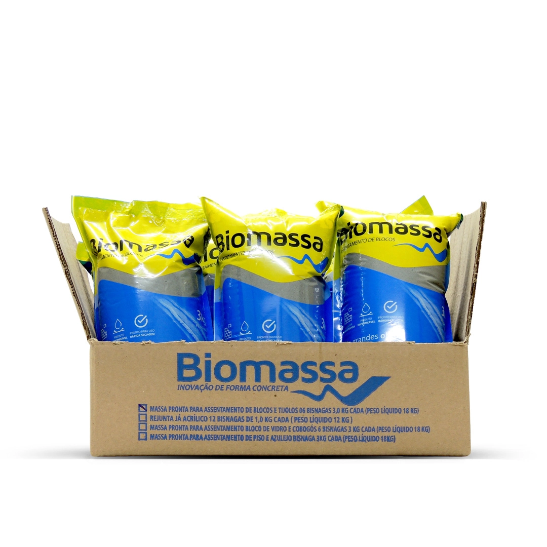 Argamassa Polimérica Biomassa para Blocos e Tijolos – Pronta para Uso – Kit 6 Unidades