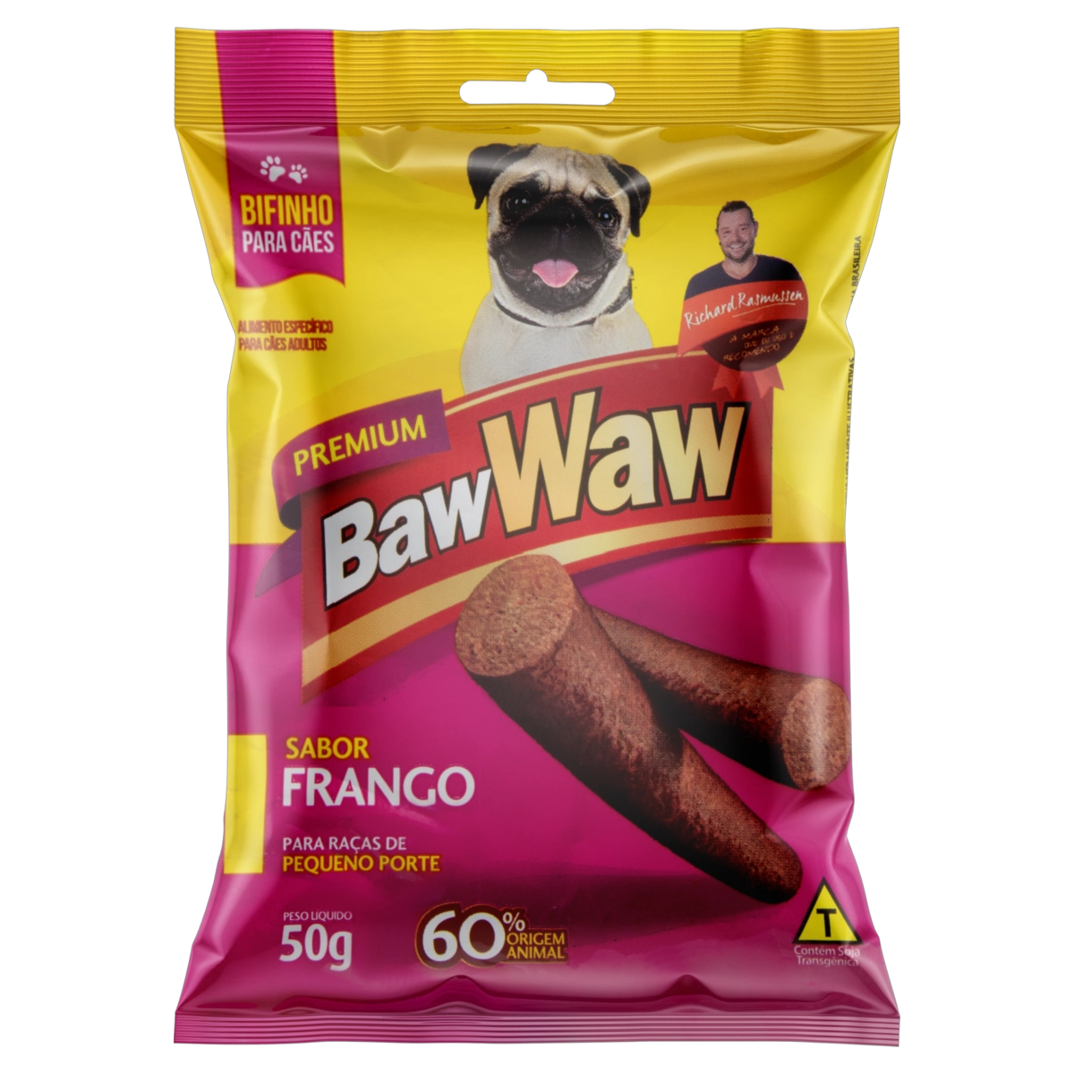 Bifinho Para Cães Adultos Raças Pequenas Frango Baw Waw Premium Pacote 50g