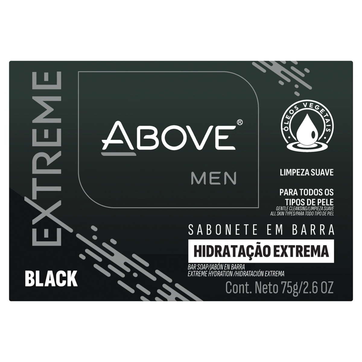 Sabonete Barra Hidratação Extrema Black Above Men Extreme Cartucho 75g