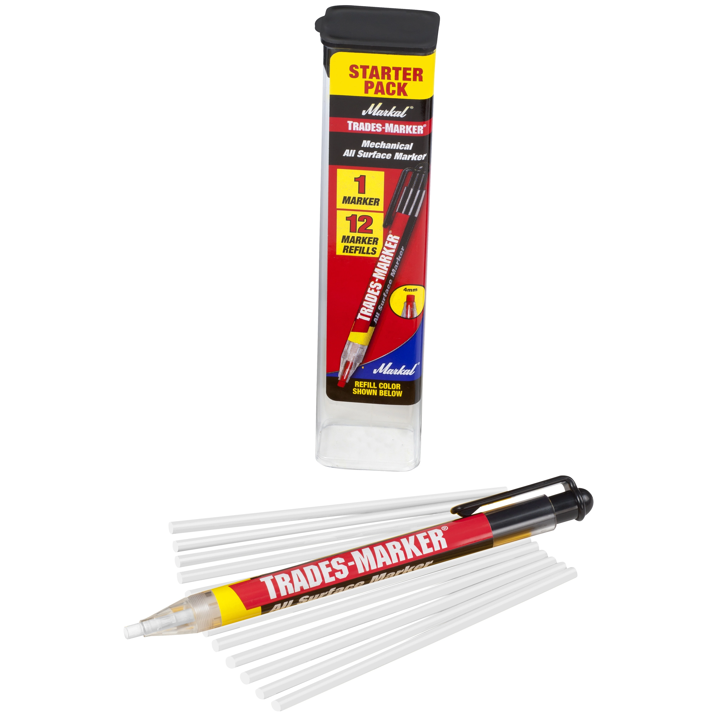 Lapiseira De Plástico Markal Trades Marker C/12 Refis - Branco