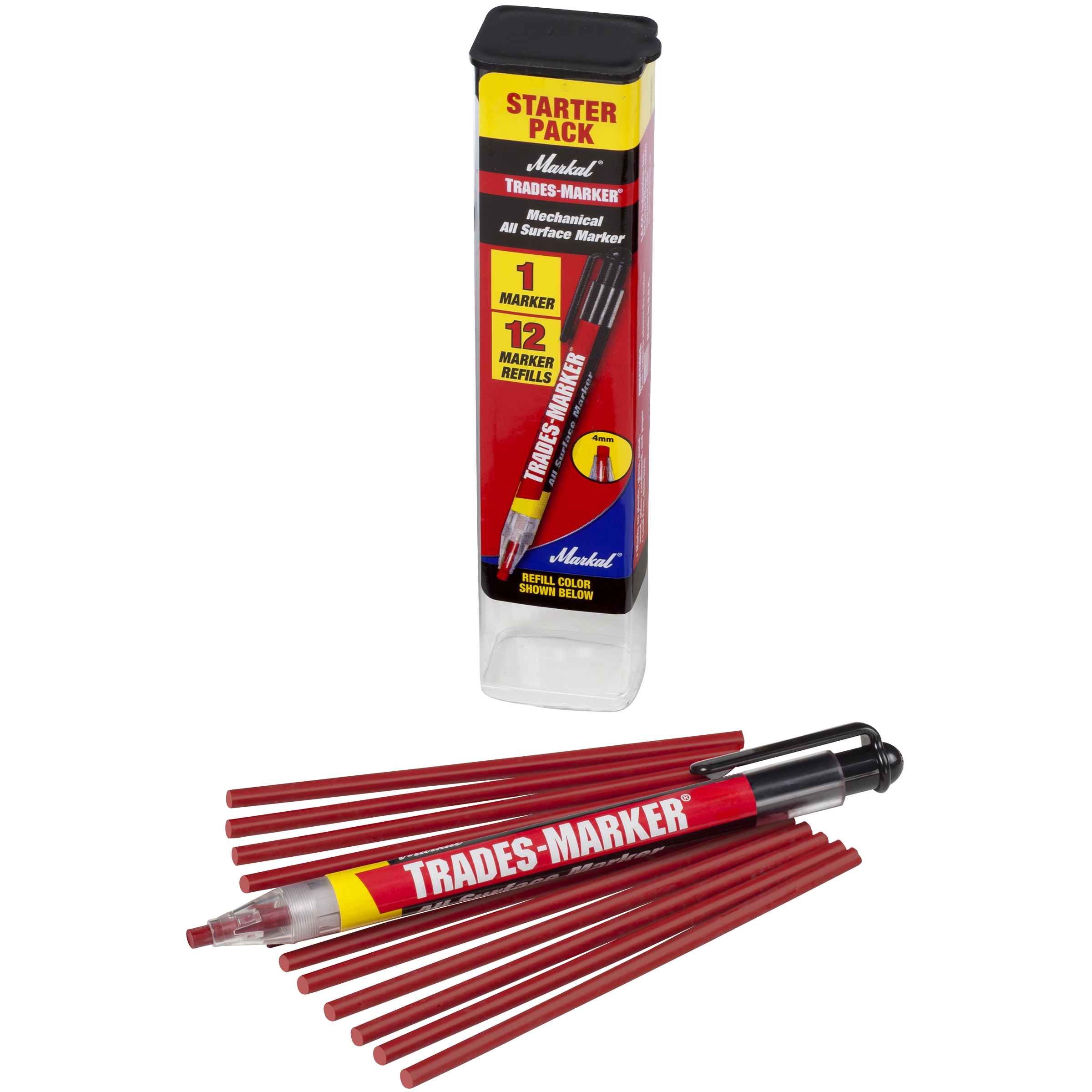 Lapiseira De Plástico Markal Trades Marker C/12 Refis - Vermelho