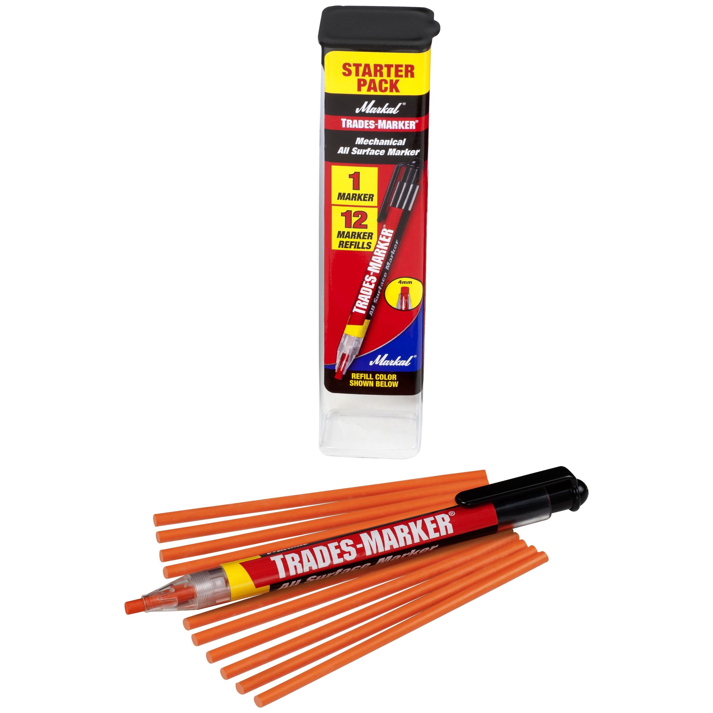 Lapiseira De Plástico Markal Trades Marker C/12 Refis - Laranja