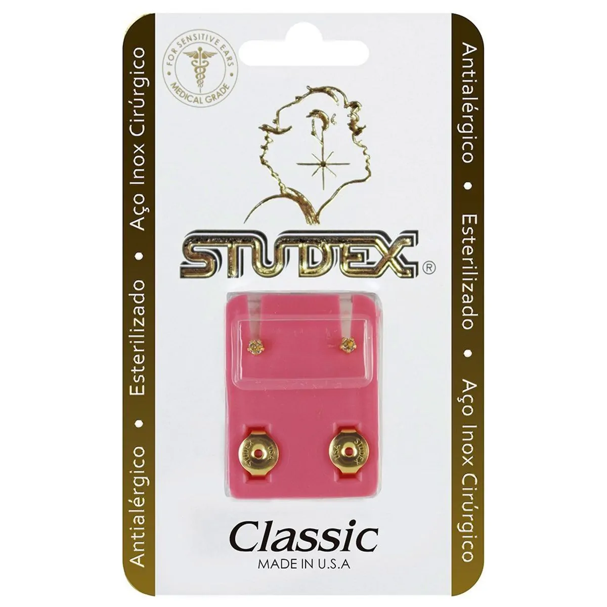Brinco Antialérgico Studex Classic Tiffany Cristal Médio