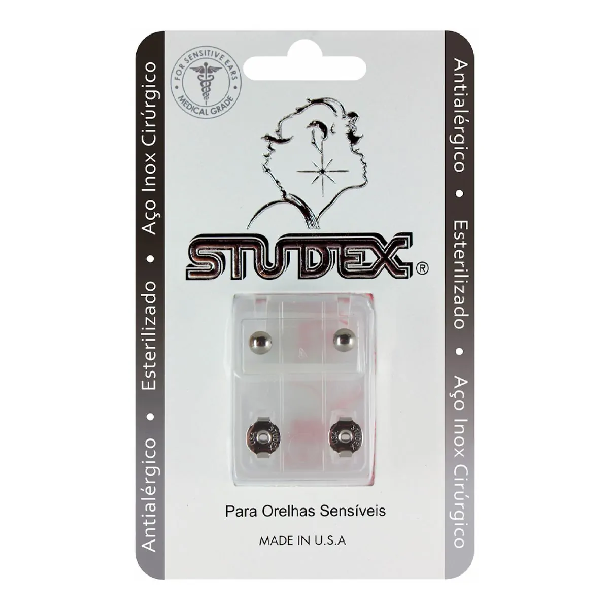 Brinco Antialérgico Studex Bola Prateado
