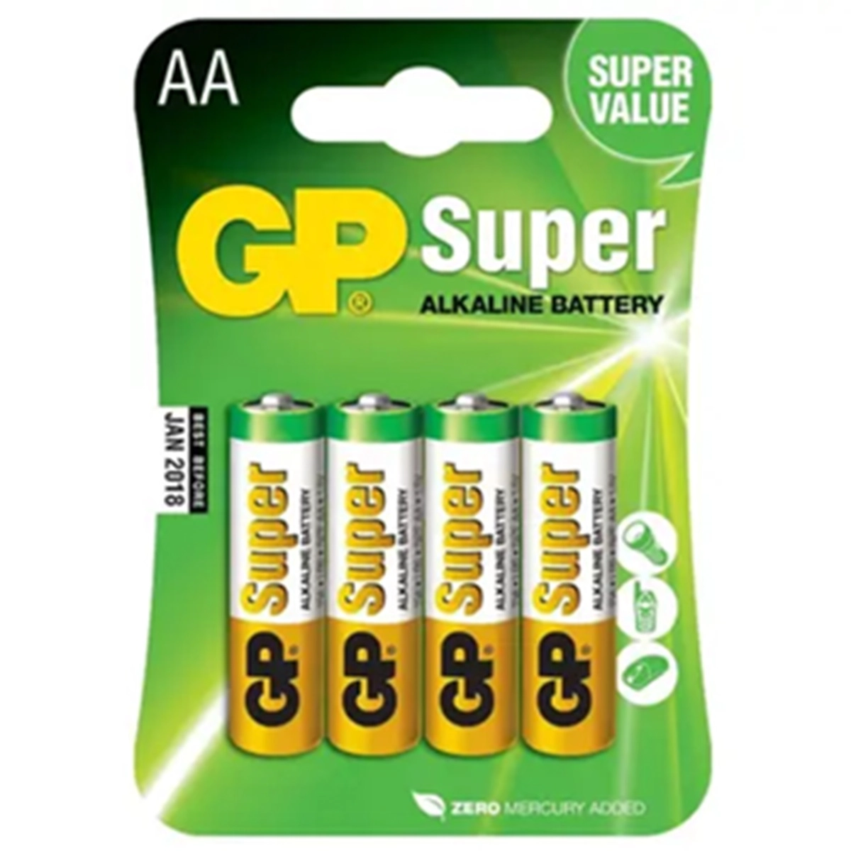 Pilha Gp Super Aa 1.5v Alcalina Blister Com 4 Unid