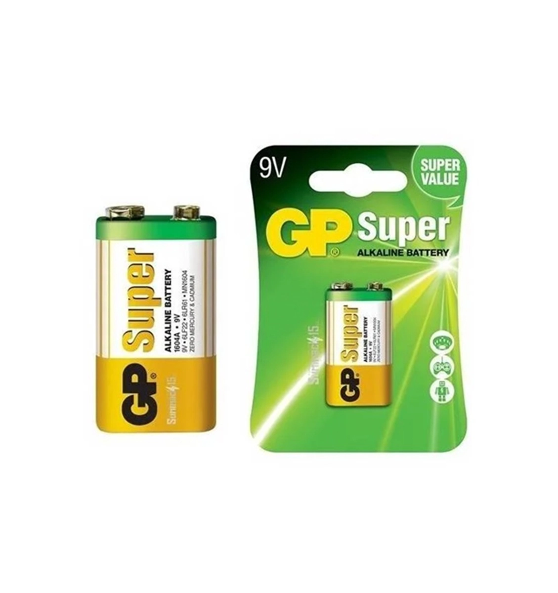 2 X Gp 9v Batteries Super Alkaline Pp3 Mn1604 6lr61 Expiry 2019