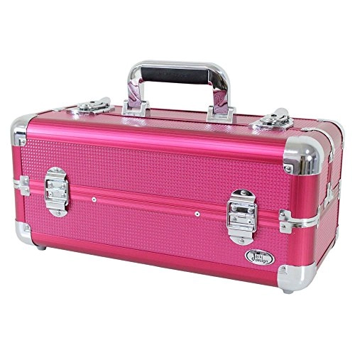 Jacki Design Carrying Aluminum Makeup Or Salon Flat Train Case With Expandable Trays