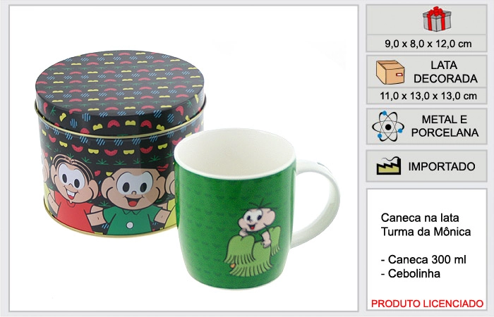 Caneca Ravi Porcelana Lata Cebolinha