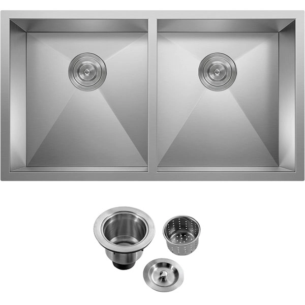 Cuba Dupla Inox 304 Quadrada Gourmet Plana Cozinha 780x400 Com Válvula Eurocubas Sq800