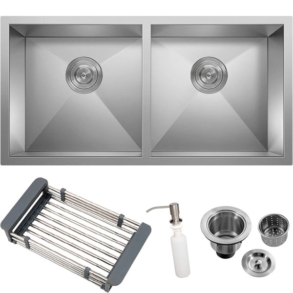 Cuba Dupla Inox 304 Quadrada Gourmet Plana Cozinha 880x400 Com Acessórios Eurocubas Sq900