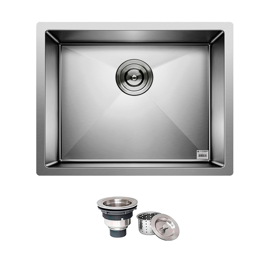 Cuba Quadrada Inox 304 Cozinha Pia Embutir Sobrepor Gourmet 50x40 Premium Com Válvula