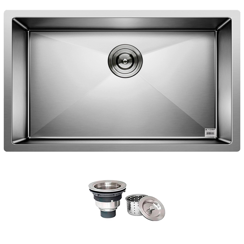 Cuba Quadrada Inox 304 Cozinha Pia Embutir Sobrepor Gourmet 70x40 Premium Com Válvula - EC045