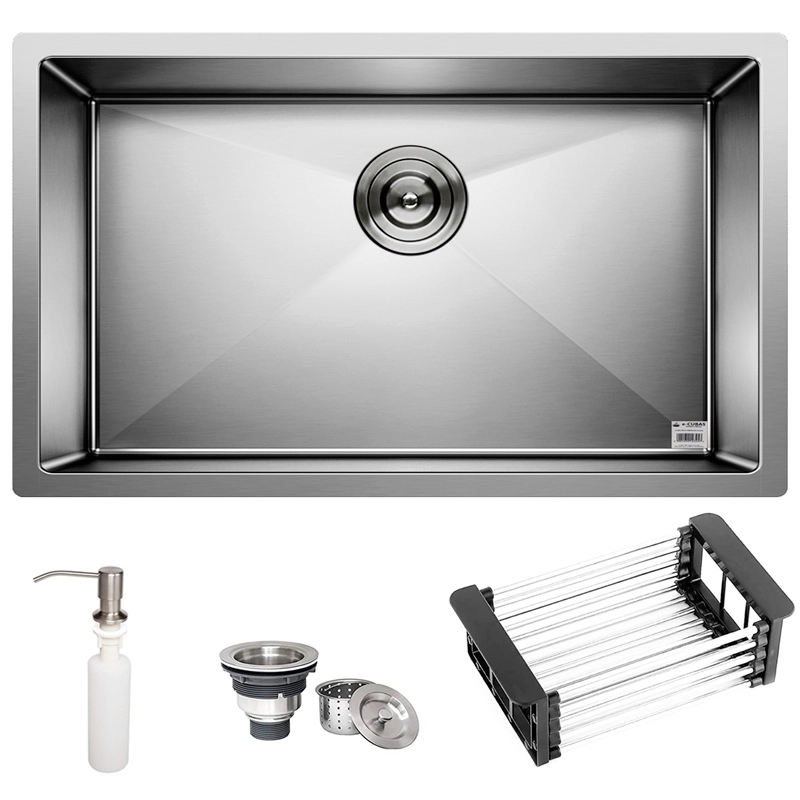 Cuba Quadrada Inox 304 Cozinha Pia Embutir Sobrepor Gourmet 70x40 Premium Com Acessórios - EC245
