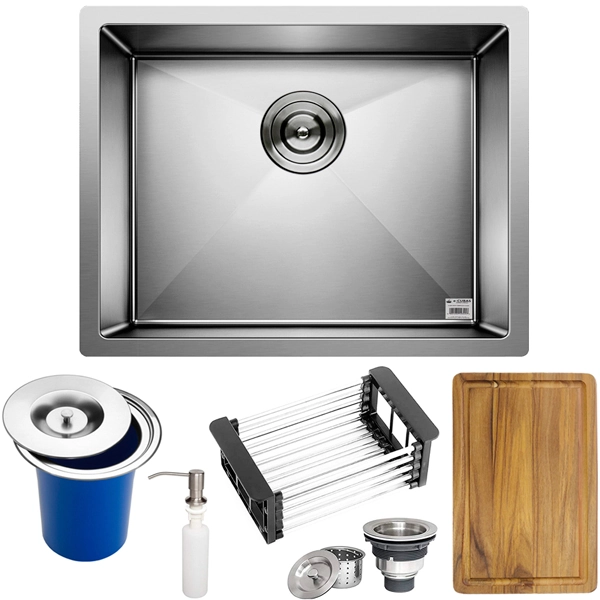 Cuba Quadrada Inox 304 Cozinha Pia Embutir Sobrepor Gourmet 50x40 Premium Lixeira Embutir 5l,tábua Multiuso E Acessórios