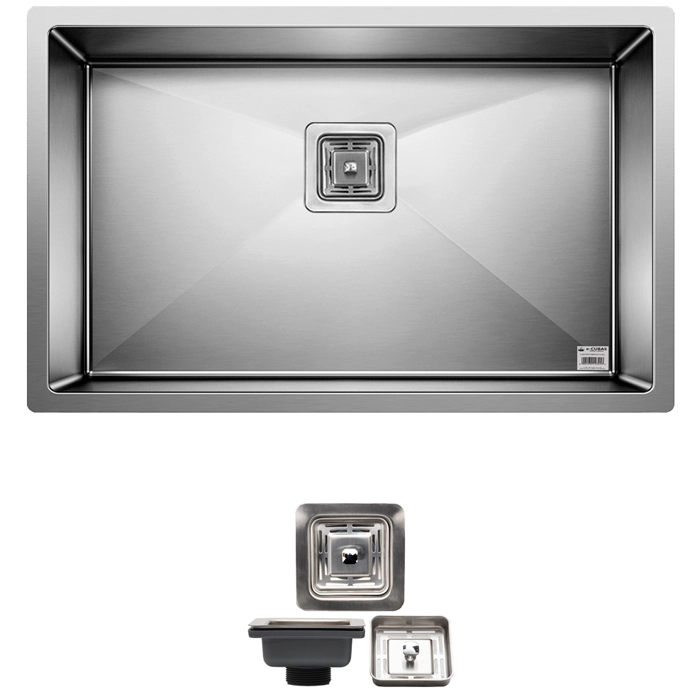 Cuba Quadrada Inox 304 Cozinha Pia Embutir Sobrepor Gourmet 75x45 Premium Com Válvula