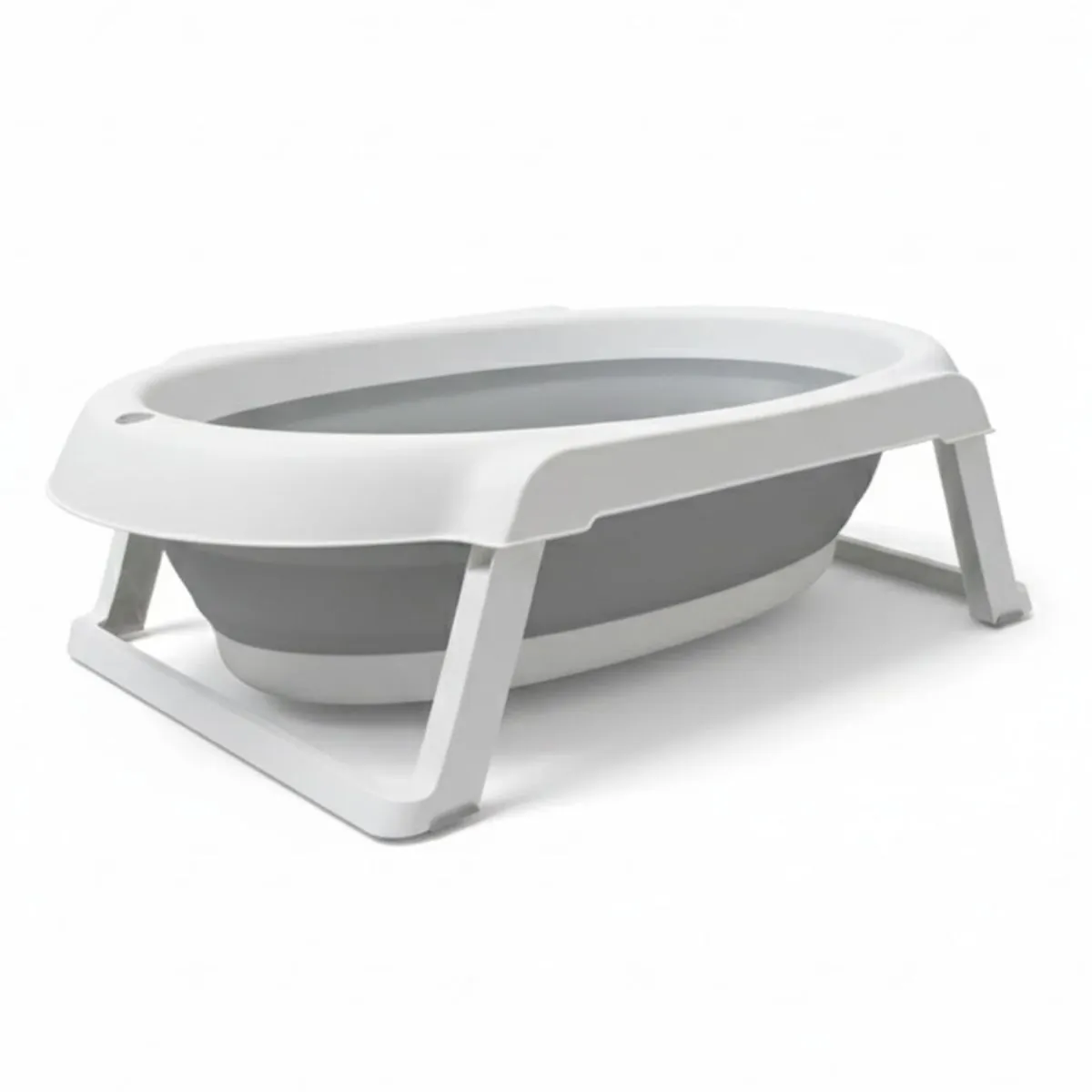 Banheira de Bebê Dobrável Portátil Até 35 Litros com Almofada de Banho Cinza - Mollie Baby