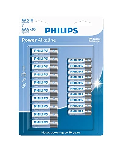 Philips Pilha Alcalina Do Tipo Aa E Aaa C/10 Aa E 10 Aaa, Branco, Azul E Cinza, Padrão, Lr036p20bp/5