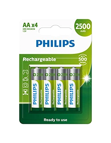 Pilha Recarregável Philips AA 2500mAh Blister com 4 Unidades