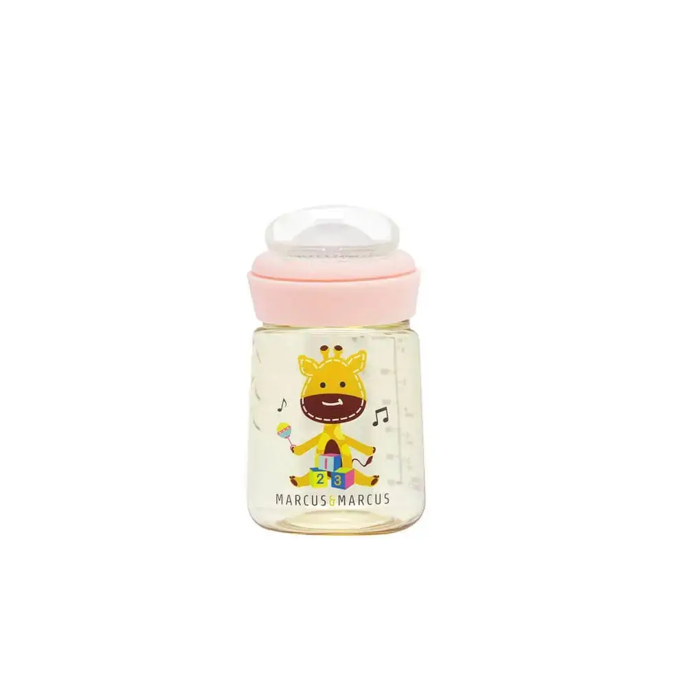 Copo De Transição Com Bico E Canudo Em Silicone 180Ml Girafa Lola - Marcus & Marcus