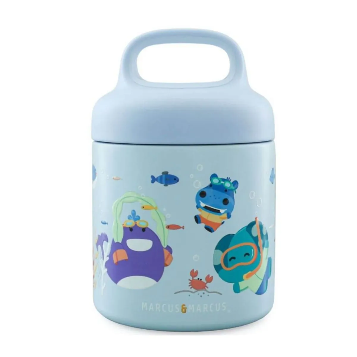Garrafa Pote Com Alça 300ml Sealife Azul - Marcus & Marcus