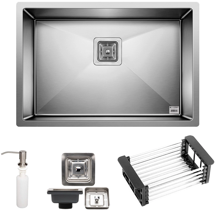 Cuba Quadrada Inox 304 Cozinha Pia Embutir Sobrepor Gourmet 65x45 Premium Com Acessórios