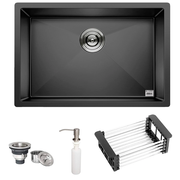 Cuba Preta Quadrada Inox Cozinha Pia Embutir Sobrepor Gourmet 6040 Premium Com Acessórios