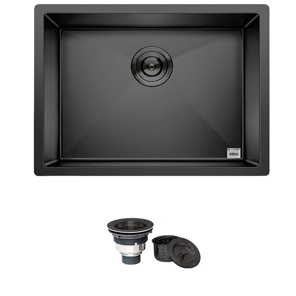 Cuba Preta Quadrada Inox Cozinha Pia Embutir Sobrepor Gourmet 5040 Premium Com Válvula